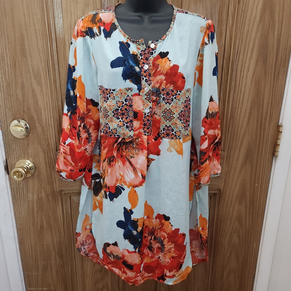 Fig and Flower Multicolor Floral Tunic